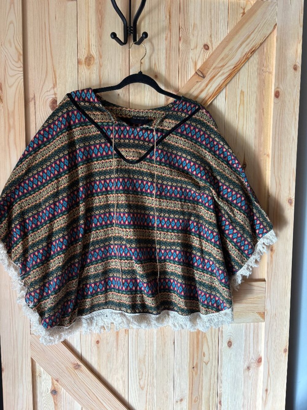 Earthbound Trading Co Bohemian Fringe Poncho Top One Size Festival
